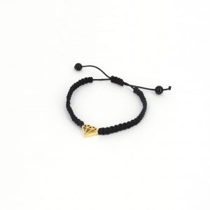 Pulsera de macrame con motivo de oro de 18 kilates y un diamante talla brillante de 0,006ct.